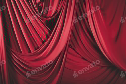 Preview: Dramatic Red Fabric Drapes with Shadows