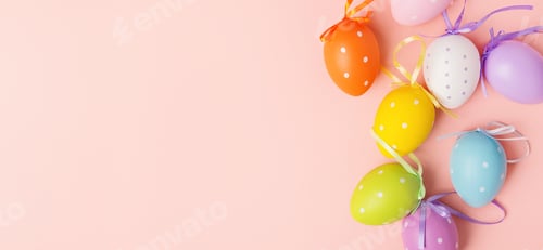 Preview: Cute small colorful eggs on pink