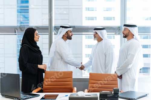 Preview: Group of middle-eastern corporate business people meeting in the office