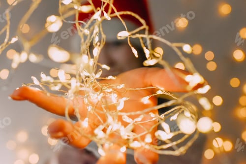 Preview: Smiling woman holding Christmas wreath