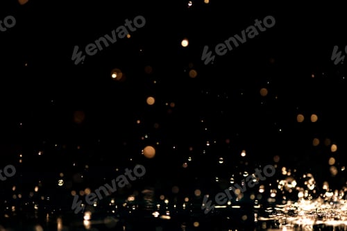 Preview: rain. water droplets, splashes on a black background