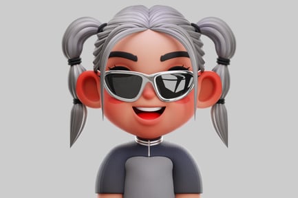 Preview: Smiling Korean Chibi Girl With Sunglasses