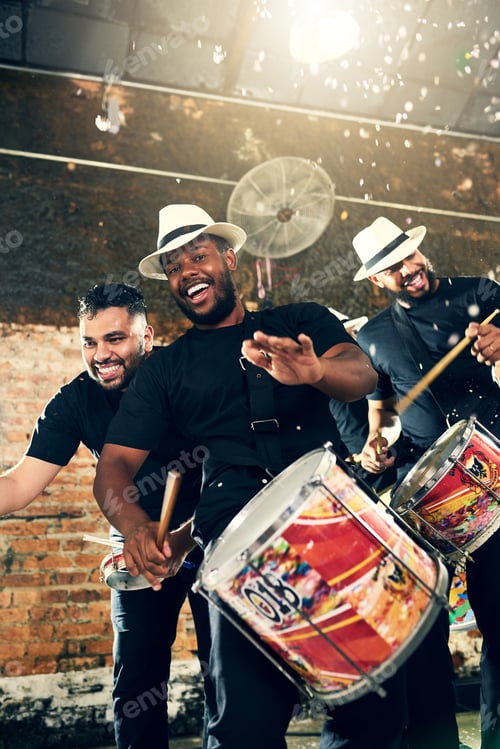 Preview: Beats of Brazil. Cropped shot of a group of drummers performing at Carnival.