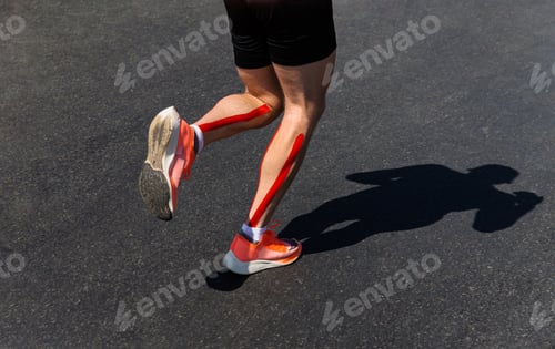 Preview: legs two male runners run marathon