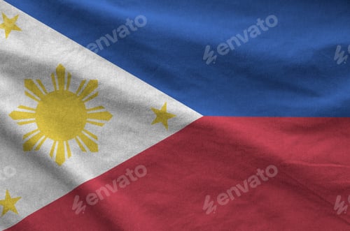 Preview: Philippines National Flag Close Up Detailed Texture