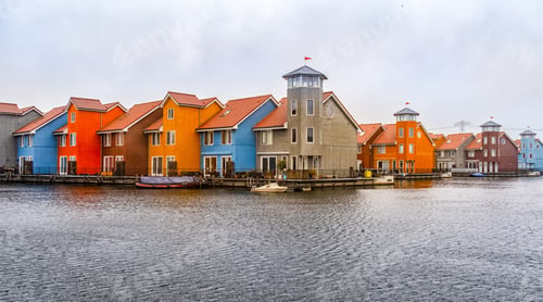 Preview: Group of colorful houses in Groningen, Netherlands