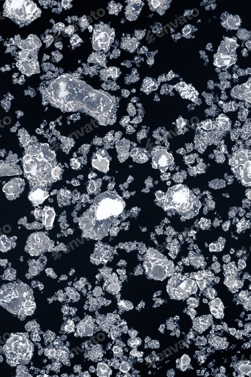 Preview: Top down view of floes on river in winter.