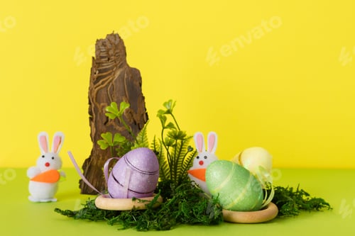 Preview: Easter composition with decorative ornaments and natural materials