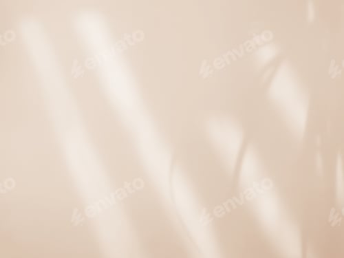 Preview: Orange cream beige wall with shadow of leaves and blinds overlay effect.
