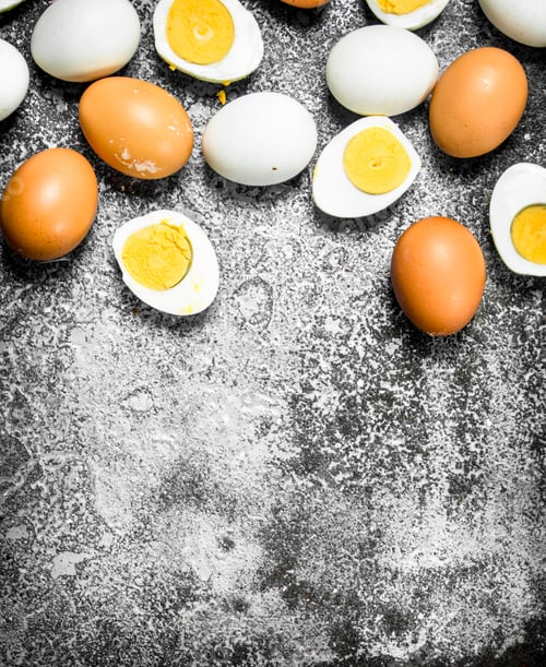 Preview: Boiled chicken eggs.