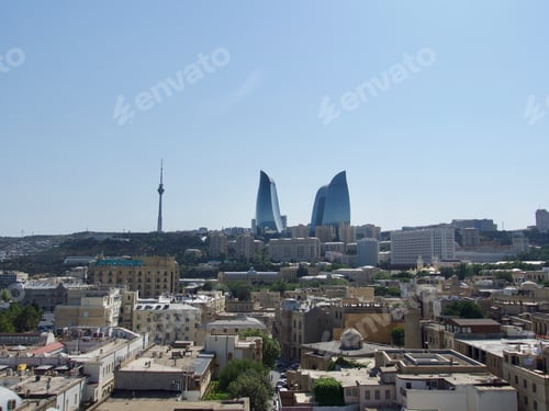 Preview: Baku, modern architecture in Azerbaijan, view above the sea