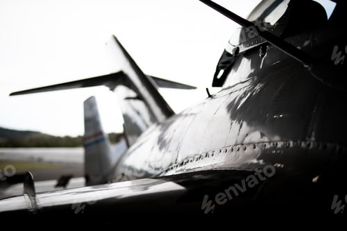 Preview: vintage old aircraft plane dark moody shadow hanger airport