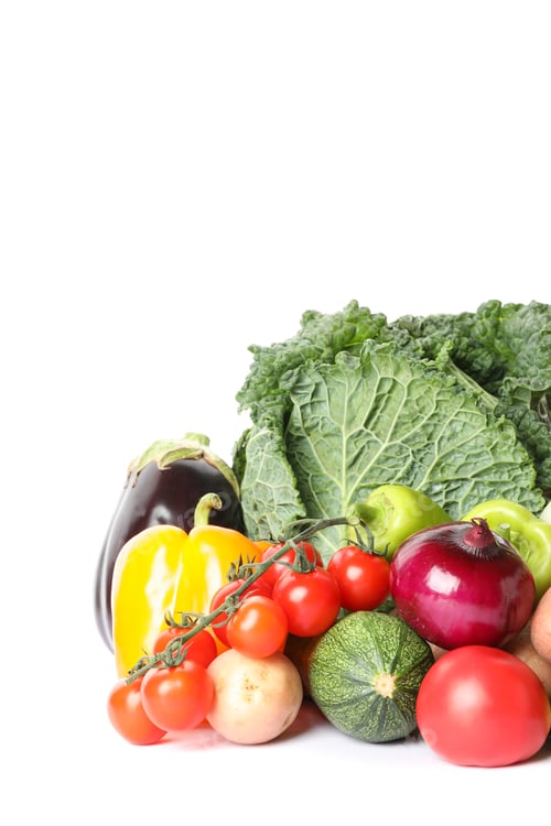 Preview: Composition with ripe organic vegetables isolated. Good harvest