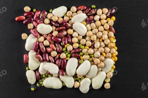 Preview: mix of beans on wooden table