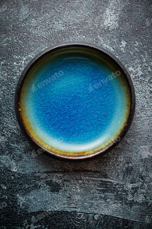 Preview: Handmade brown and blue glaze rustic pottery bowl