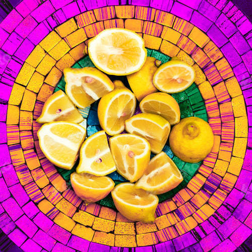 Preview: Lemons on a bright background. Creative food ideas