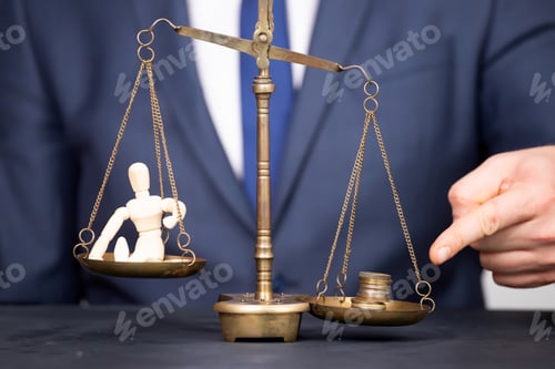 Preview: Weight scale between people and money. Business metaphor concept
