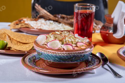 Preview: tortilla soup with chunks and tomato Mexican food