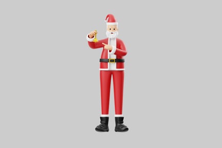 Preview: Cartoon santa with golden bell
