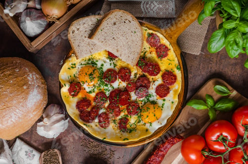Preview: Omelette with chorizo and herbs