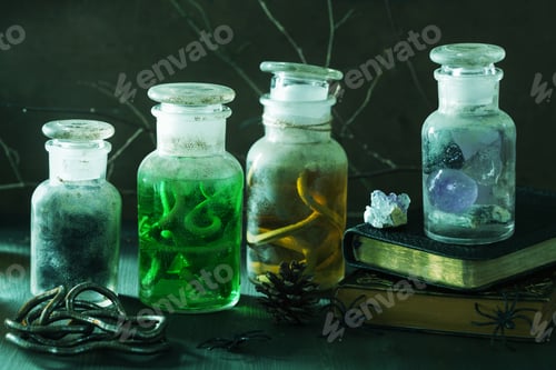 Preview: witch apothecary jars magic potions halloween decoration