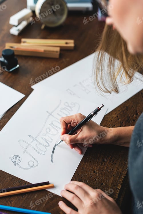 Preview: Closeup of calligraphic artwork