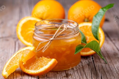 Preview: Bowl of orange jam isolated