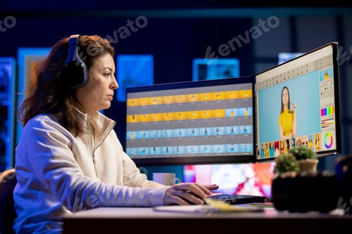 Preview: Photographer using headphones to listen favorite songs