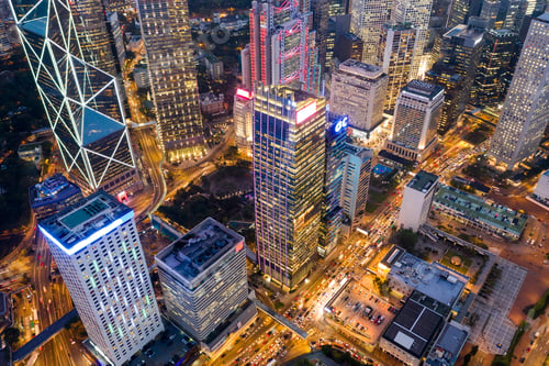 Preview: Central, Hong Kong, 04 October 2018:- Business district in Hong Kong at night