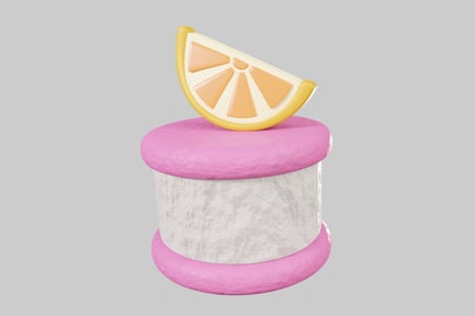 Preview: Pink and white dessert with lemon wedge