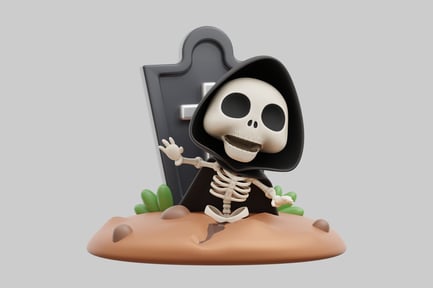 Preview: Cartoon grim reaper tomb scene