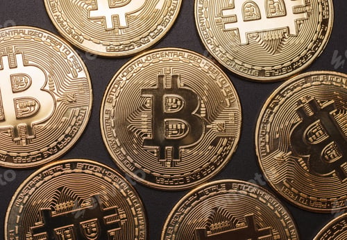 Preview: crypto currency coin isolated on black background