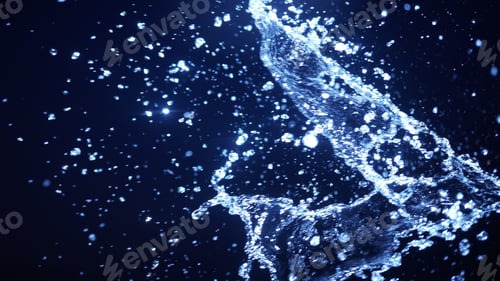 Preview: Water Splash On Dark Blue Like Deep Ocean Background For Abstract Water Concept