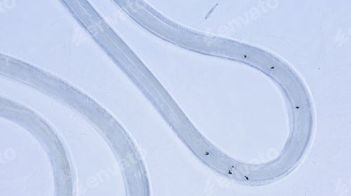 Preview: Aerial shot of traces for skating in a resort on a winter day