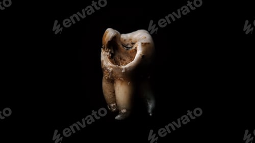 Preview: Macro shot of a decayed teeth till root after extraction of dentist.