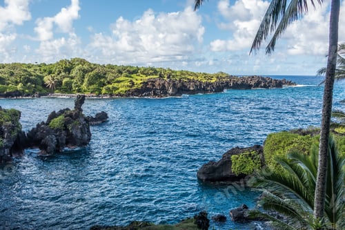 Preview: A View Of The Water And Point At Waianapanapa State Park On Maui, Hawaii.