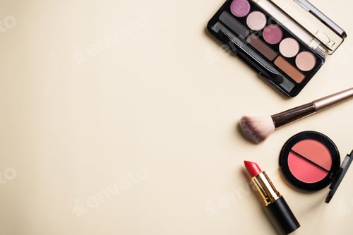 Preview: Beauty products, cosmetics at pastel background.