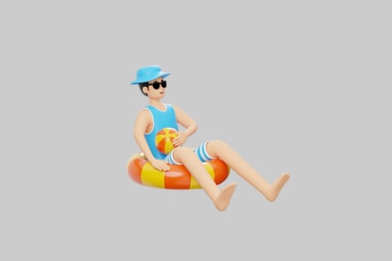 Preview: Cartoon man in pool float