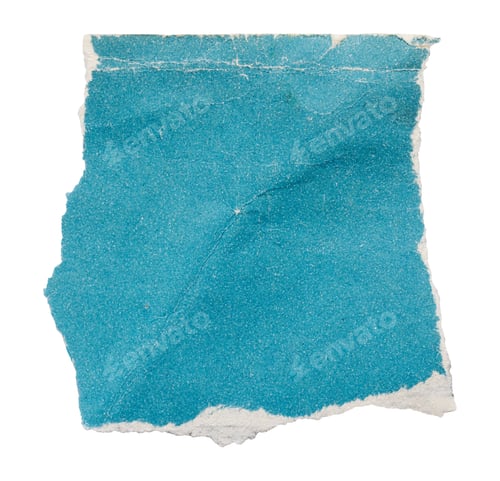 Vista previa: Pedazo roto de página de libro vintage azul, papel viejo arrugado aislado para álbumes de recortes