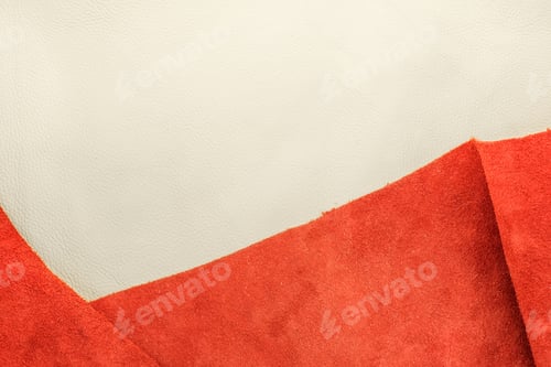 Preview: Close up white leather and suede orange leather divide two section