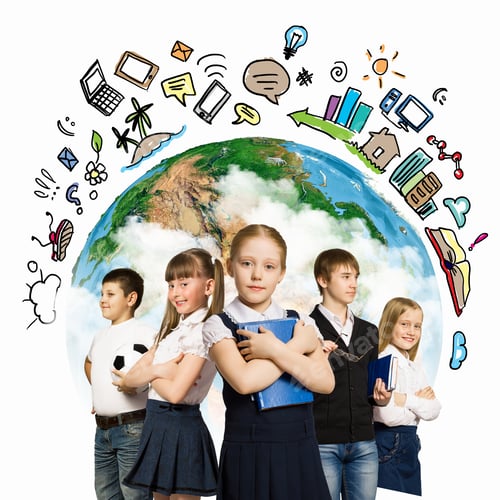 Preview: Image Of Kids Of School Age. Choosing Profession. Elements Of This Image Are Furnished By Nasa