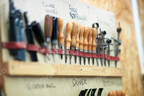 Preview: Row of tools in leather workshop