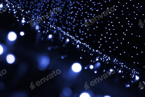 Preview: Light blue garland blurry lights at night