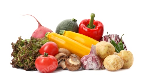 Preview: Different fresh ripe vegetables isolated on white