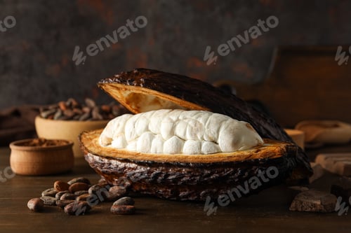 Preview: Concept of fresh and aromatic food - cacao beans