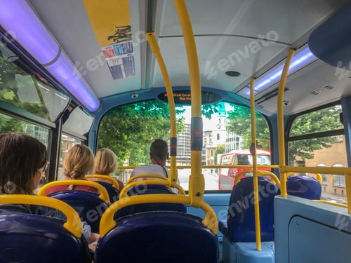 Preview: People in a bus, transportation, modern, city, city living, urban, travel, bus