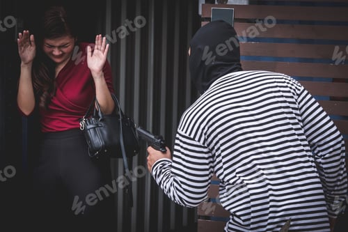 Preview: Thief is looking at an asian woman who is in a toilet alone because he want to steal her bag.