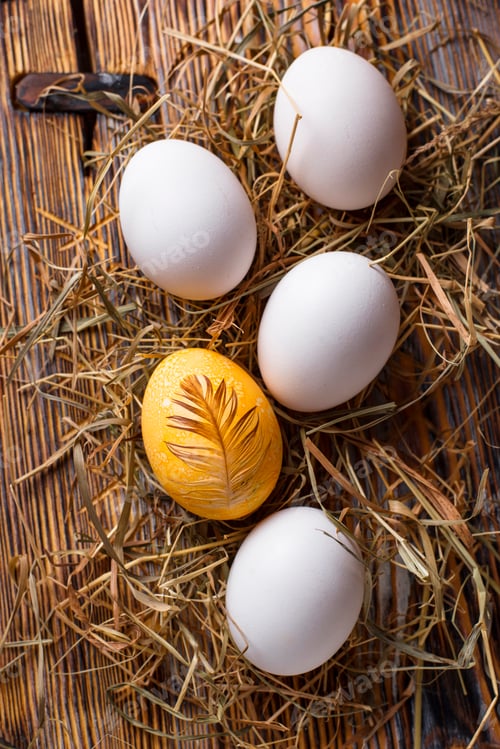 Preview: Easter painted chicken golden egg