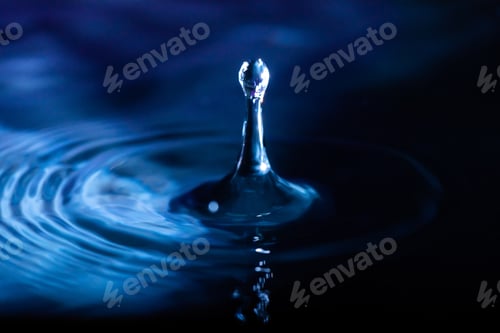 Preview: abstract background of blue water splash falling drop on liquid wave