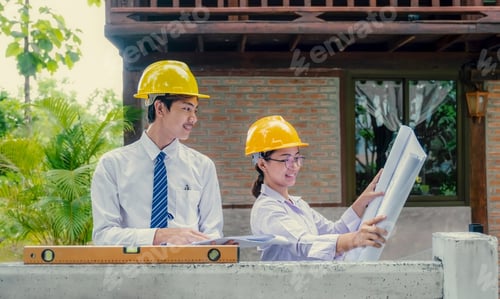 Preview: A team of engineers, contractors, meetings for housing projects, industry, work safety plans